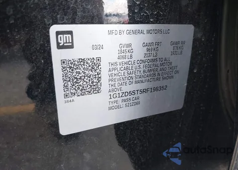 2024 Chevrolet Malibu Fwd 1Lt из США, поврежденный, VIN 1G1ZD5ST5RF198352